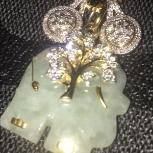 Personal pure green jade 14k,10K white gold chain